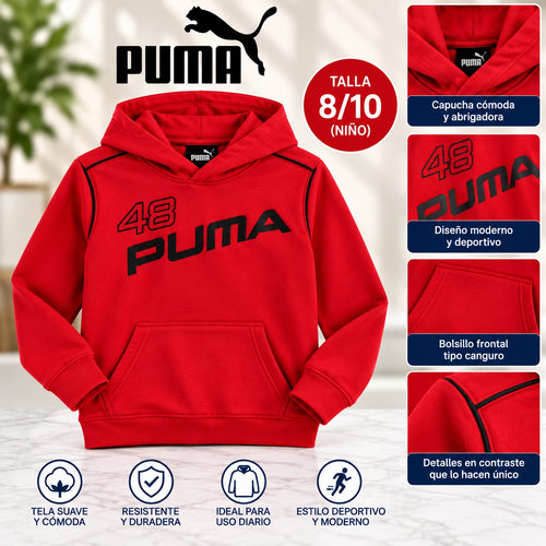 Buso PUMA rojo para niño talla 8-10