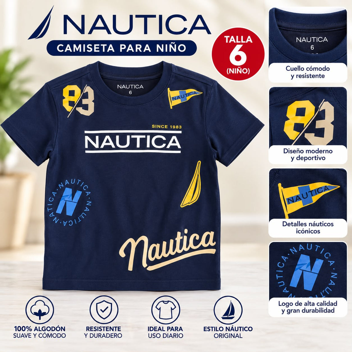 Camiseta Nautica para niño talla 6