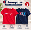 Dúo de camisetas Champion azul y roja para niño talla 4