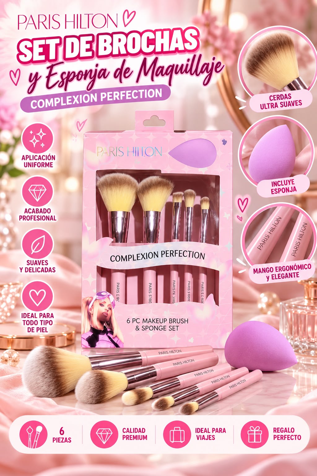 Set de brochas de maquillaje Paris Hilton