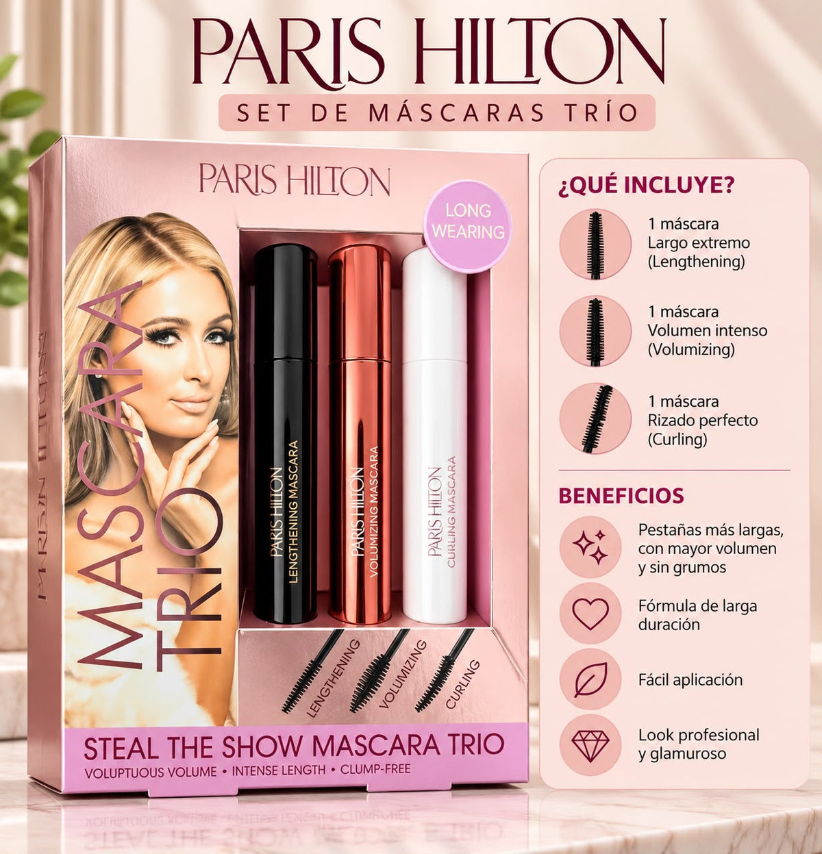 Set de 3 pestañinas Paris Hilton