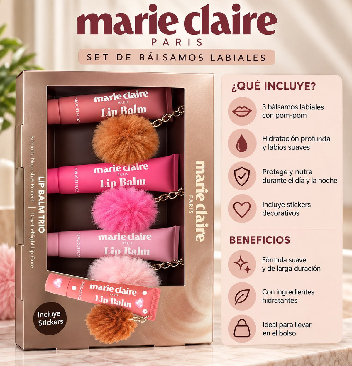 Gloss labial con llavero Marie Claire