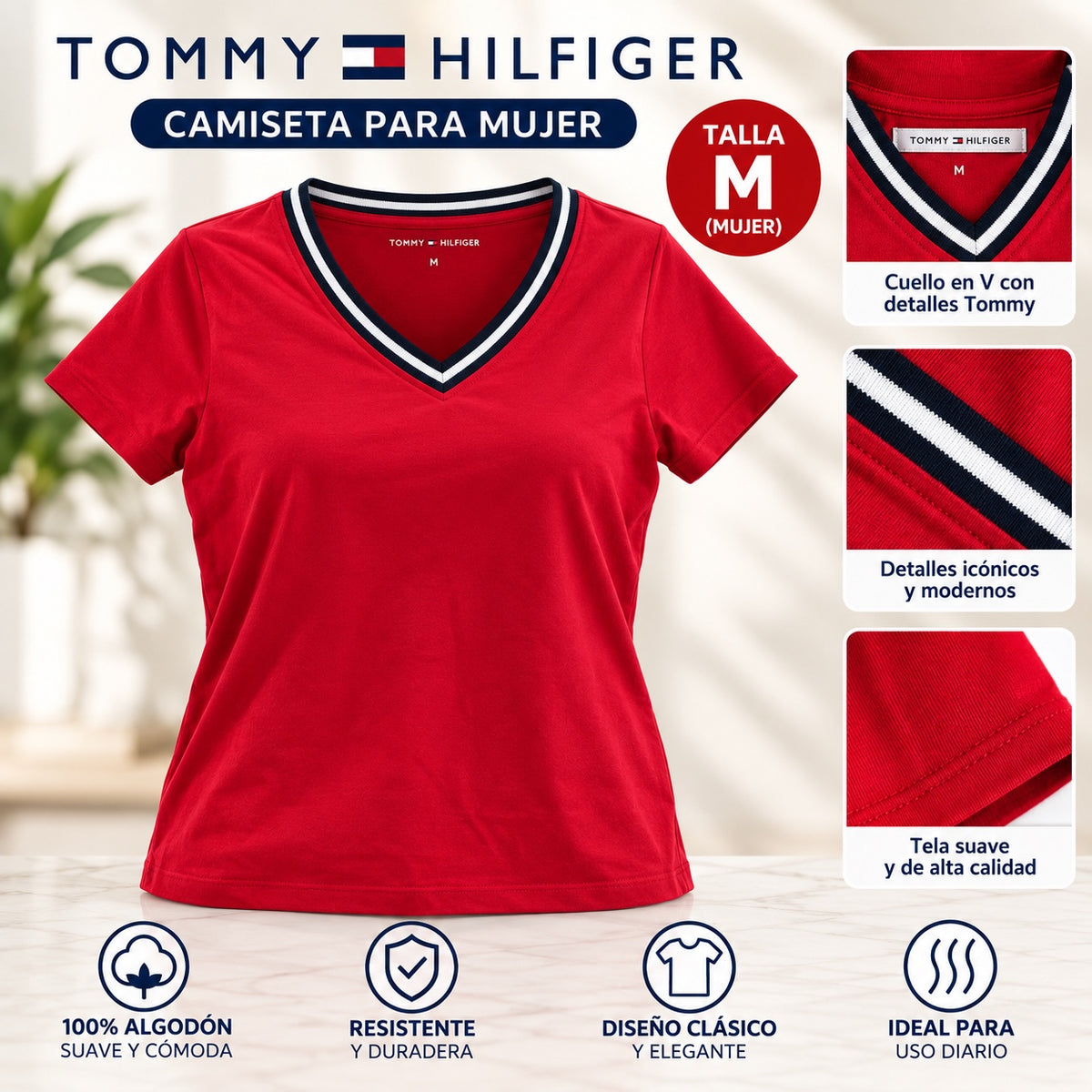 Camiseta Tommy Hilfiger roja para mujer talla M